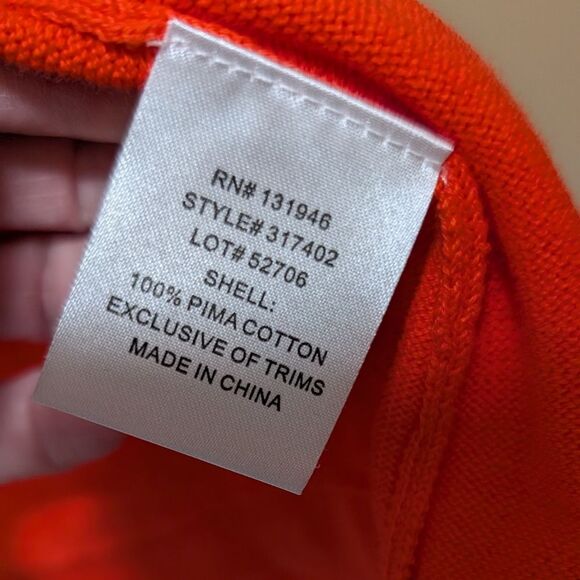 Jude Connally 100% Pima Cotton cardigan women's large orange open front pockets - Picture 7 of 10